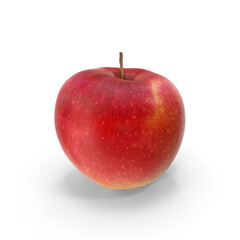 Red Apple with Stem Isolated on Transparent Background