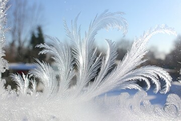 Obraz premium Winter frost patterns on windowpane