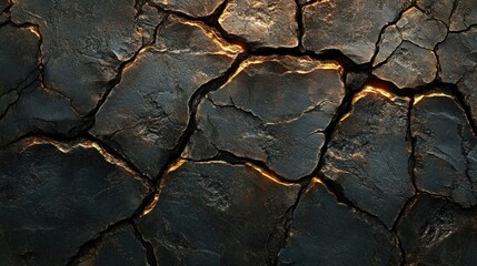 Cracked, dark stone surface with glowing fissures