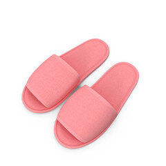 Soft Pink Indoor Slippers Pair Isolated on Transparent Background