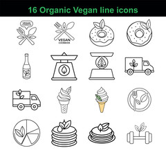Organic Vegan Essentials line art icon  vector illustration on white background 