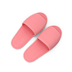 Soft Pink Indoor Slippers Pair Isolated on Transparent Background