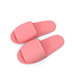 Soft Pink Indoor Slippers Pair Isolated on Transparent Background