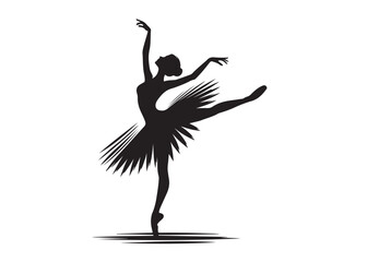 ballerina dancer logo silhouette vector design, ballet silhouette ballerina logo icon silhouette, ballerina female performance ballet pose logo silhouette logo vector silhouette on white background    © Adobe design