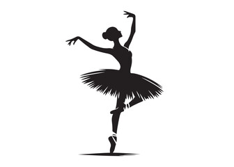 ballerina dancer logo silhouette vector design, ballet silhouette ballerina logo icon silhouette, ballerina female performance ballet pose logo silhouette logo vector silhouette on white background    © Adobe design