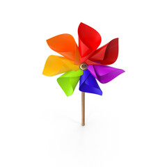 Colorful Rainbow Pinwheel Toy Isolated on Transparent Background