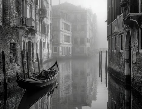Fototapeta Foggy Venetian canal scene