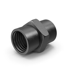 Black Metal Pipe Coupling Connector Isolated on Transparent Background