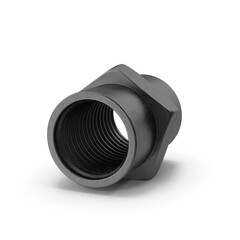 Black Metal Pipe Coupling Connector Isolated on Transparent Background