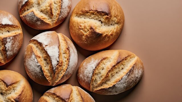 homemade natural breads different kinds of fresh bread as background close up top view of assorted freshly baked pastries