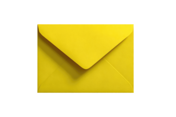A bright yellow envelope, closed and flat, against a black background