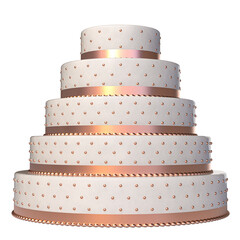five tiered wedding cake 3d transparent background