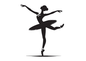 ballerina dancer logo silhouette vector design, ballet silhouette ballerina logo icon silhouette, ballerina female performance ballet pose logo silhouette logo vector silhouette on white background    © Adobe design
