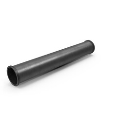 Long Black Industrial Pipe Cylinder Isolated on Transparent Background