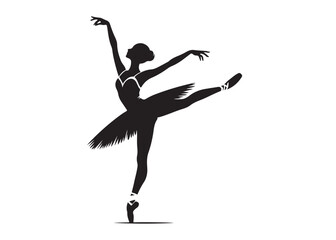 ballerina dancer logo silhouette vector design, ballet silhouette ballerina logo icon silhouette, ballerina female performance ballet pose logo silhouette logo vector silhouette on white background   