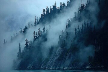 Misty mountainside, dense forest (1)