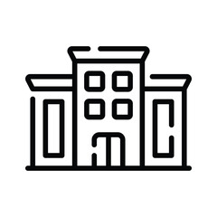 A premium linear icon showing motel building exterior 