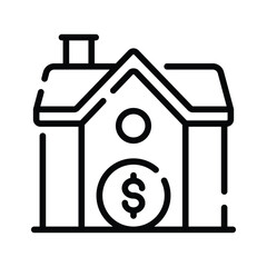 A premium outline style icon showing home price