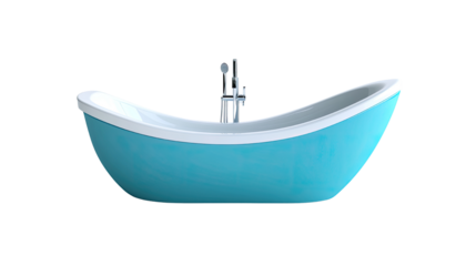 Wooden rowing boat floating alone isolated on white background