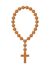 Wooden Rosary with Cross, Catholic Prayer Beads vector