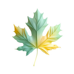 Vibrant maple leaf transitions from fresh green to warm yellow, symbolizing change, growth, and the beauty of seasonal transformation in nature's artistry