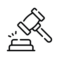 A well crafted outline icon of gavel symbolizing decision