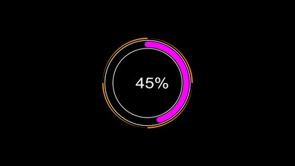 Circle loading bar icon illustration. 45% loading bar. Circular progress bar illustration. black background and creating a stunning 4k illustration.	

