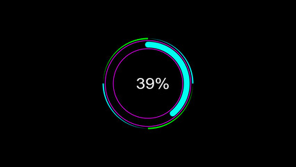 Circle loading bar icon illustration. 39% loading bar. Circular progress bar illustration. black background and creating a stunning 4k illustration.	
