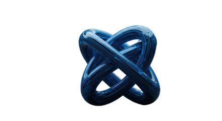 Sleek geometric abstract form with blue-black stripes, subtle internal glow, focused on blurred corporate digital network background, concept of precise digital innovation