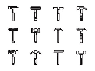 Hammer Line Art Construction Tool Symbolic Graphic Image