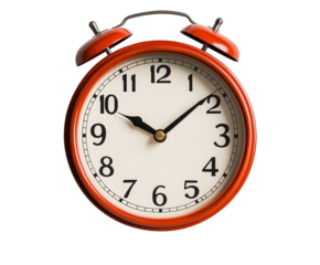 Antique red alarm clock isolated on a white background