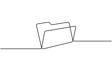 One continuous line vector drawing of a folder. Outline documents background icon, Vector illustration. Paperwork, analysis report and data storage folder.