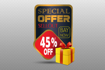 Luxury banner with special offer and gift box.