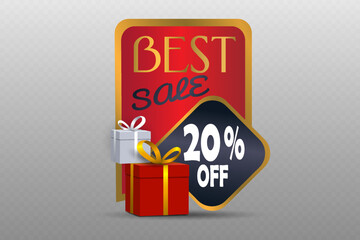 Gift boxes with holiday sale banner.