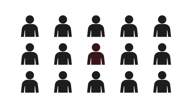 symbolic man standing out among others, Be unique concept, being different, leadership figure, individual in the crowd, sample of society, simplified model of a community