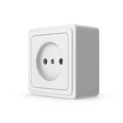 White Wall Electrical Power Socket Isolated on Transparent Background