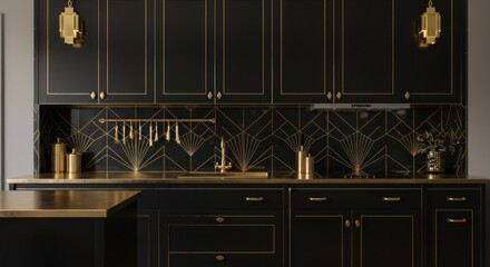 Luxurious black and gold kitchen