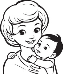 Mother’s Heart Baby in Arms Black Hug Mother and Child