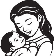 Stylish Black Vector Mother and Baby Graceful Hold Mother’s Love