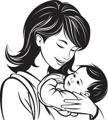 Delicate Mother and Baby Design Modern Hug Mother with Baby