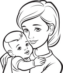 Cradled in Love Mother Holding Child Black Vector Loving Mother and Baby