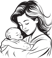 Nurturing Arms Baby Close to Mother Elegant Mother Black Hug Icon