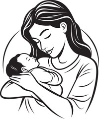 Black Silhouette of Mother’s Love Loving Arms Mother Holding Child