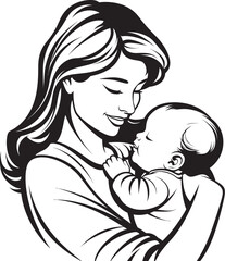Black Love Mother Holding Baby Vector Motherly Embrace Design