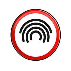 Red bordered fingerprint scanner, biometric identification system for security, access control on transparent background