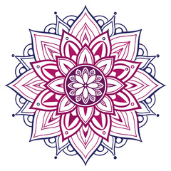 Intricate floral mandala design with purple and blue hues