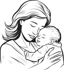 Mother’s Comfort Baby Close to Heart Black Outline Mother’s Gentle Hug