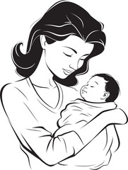 Simple Silhouette Maternal Embrace Soft Hug Mother’s Love