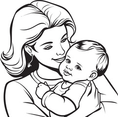 Elegant Black Vector Mother’s Love Stylish Hug Mother Holding Baby