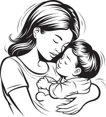 Nurturing Cradle Mother’s Arms Delicate Silhouette Mother and Child